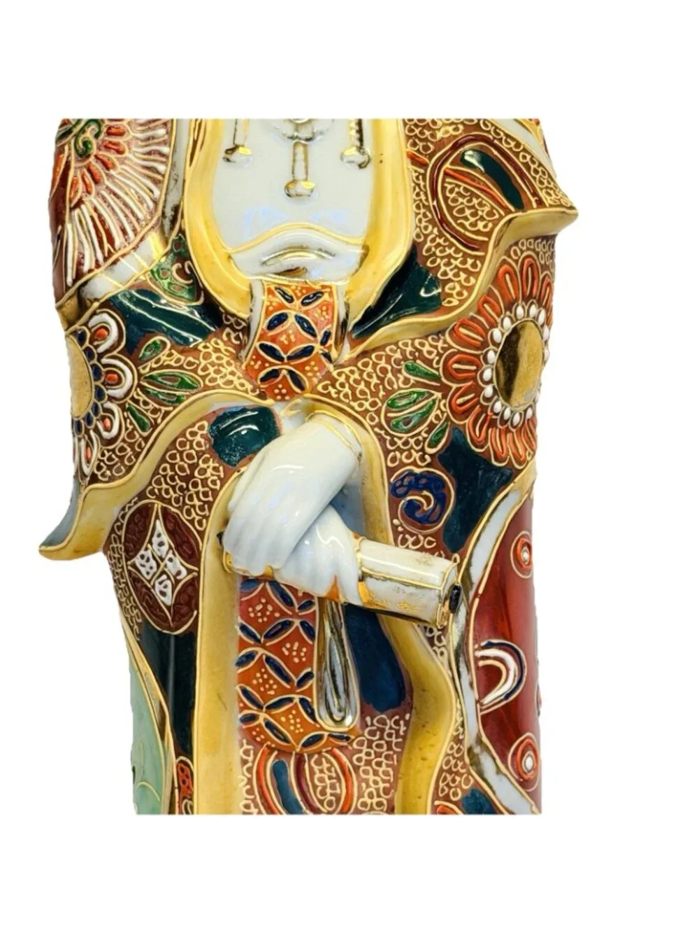Japanese Kutani Buddhist Bodhisattva Kannon Kuan Yin Mercy Statue Moriage - Picture 5 of 15